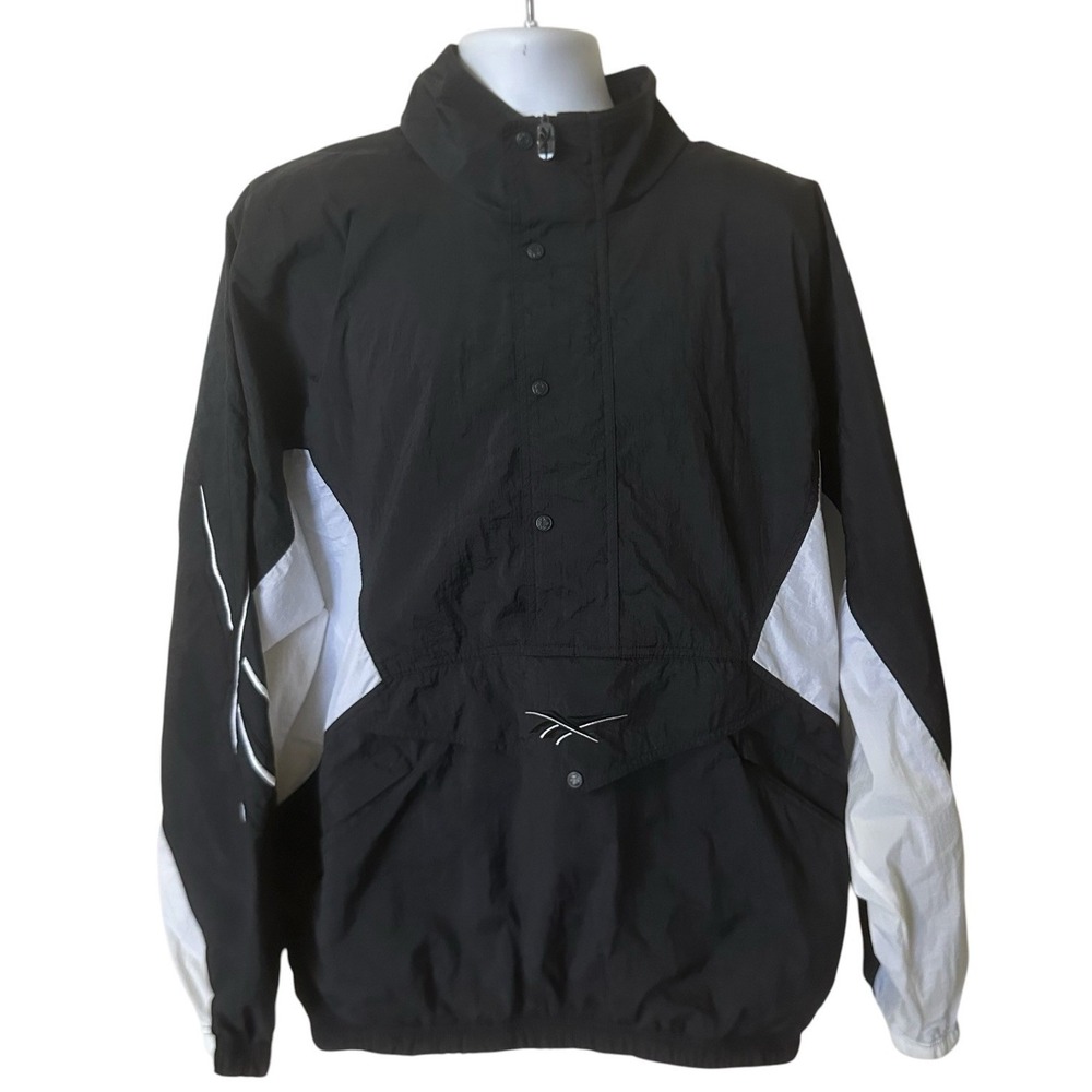 Vintage Reebok Pullover 1/2 Zip Jacket Hood Mens X Large 90s Logo Y2K